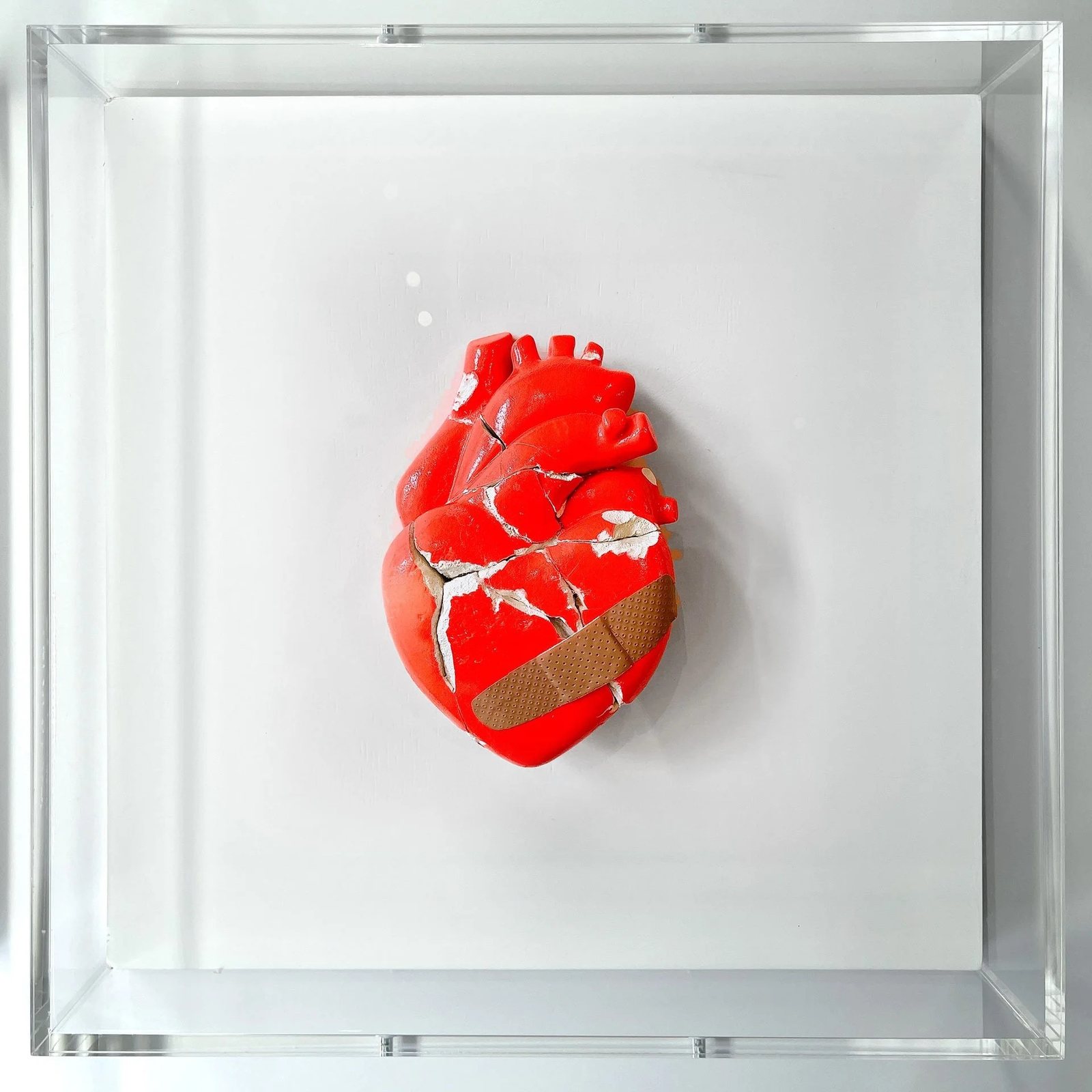 Heartwork, neon red, in acrylic