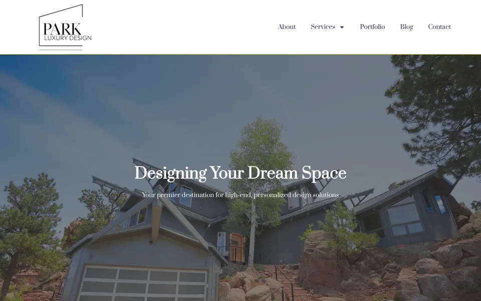 The new Park Luxury Design website homepage designed by Design Story PR