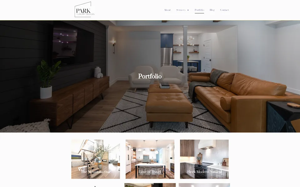 The new Park Luxury Design portfolio page designed by Design Story PR