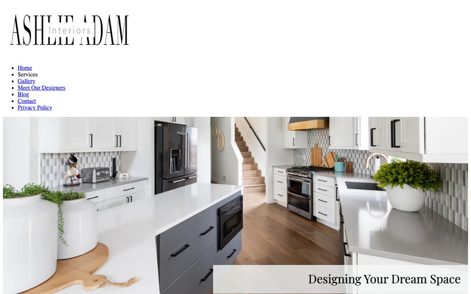 The previous Ashlie Adam Interiors website homepage