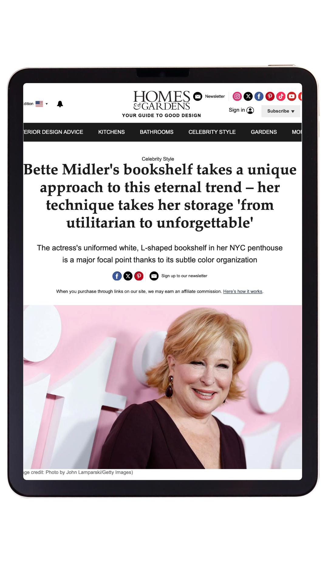 Homes & Gardens Bette Midler